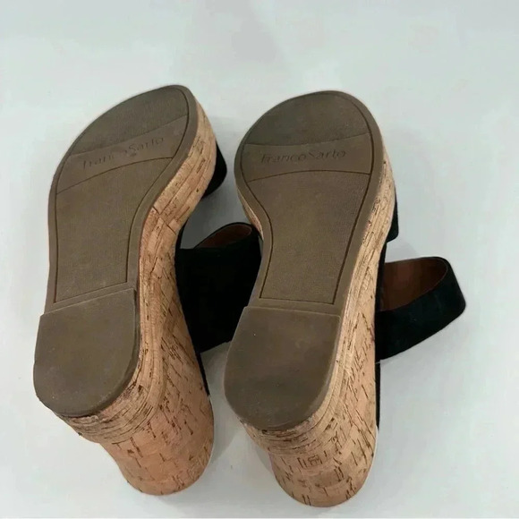 Franco Sarto womens size 8 38 black suede chunky platform slides - Picture 6 of 12